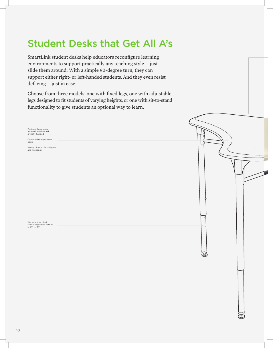 Student desks that get all a’s | HON SmartLink Seating User Manual | Page 10 / 24