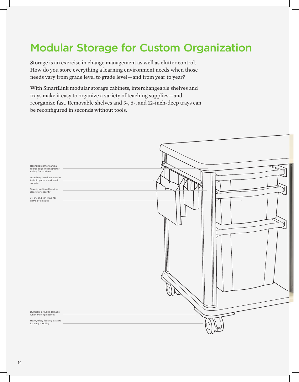 Modular storage for custom organization | HON SmartLink Seating User Manual | Page 14 / 24
