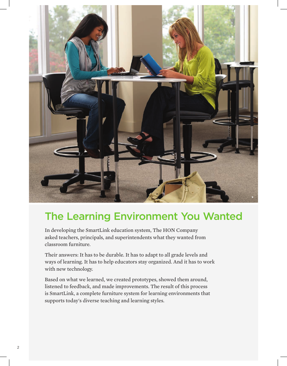 The learning environment you wanted | HON SmartLink Seating User Manual | Page 2 / 24