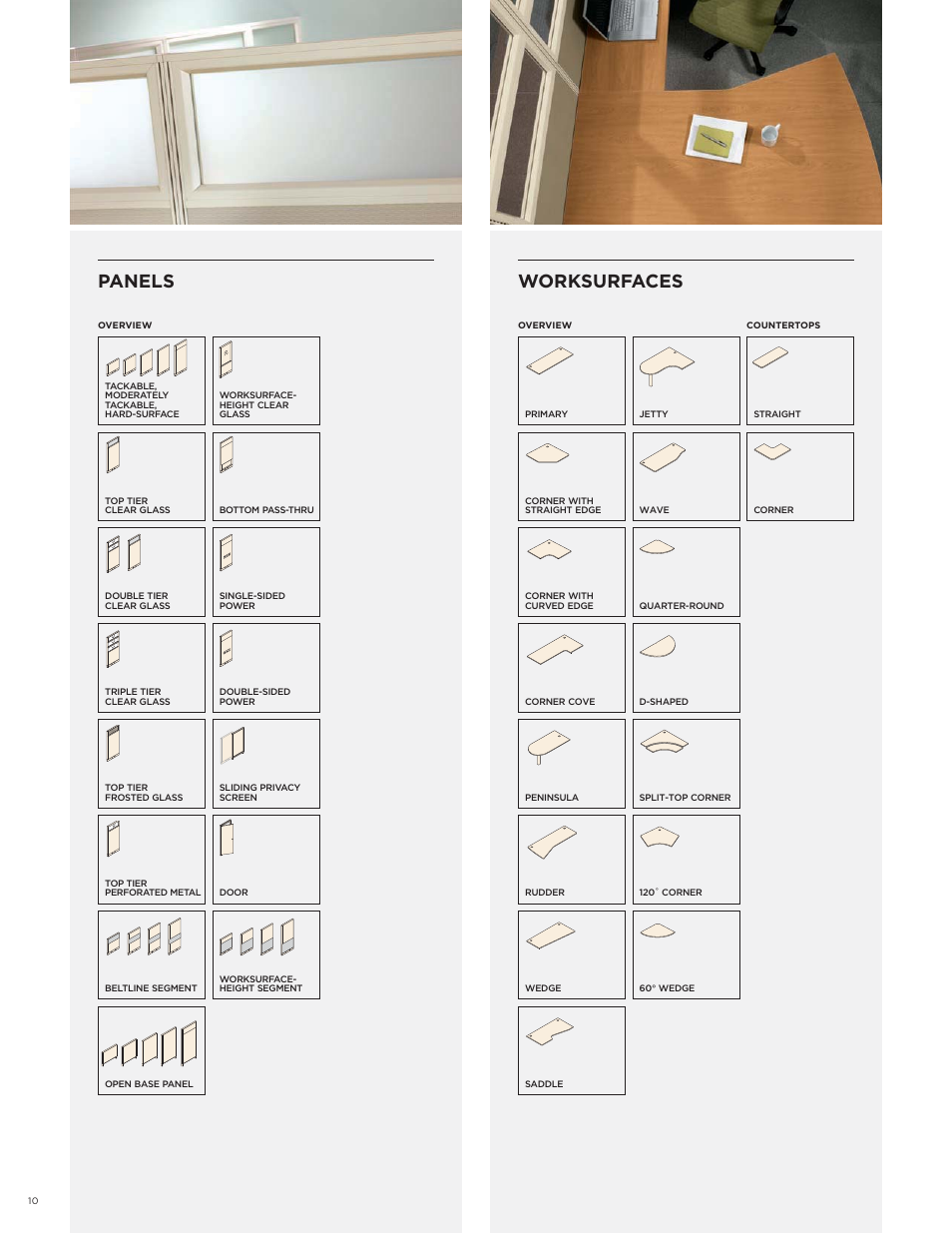 Panels, Worksurfaces | HON Initiate User Manual | Page 10 / 12