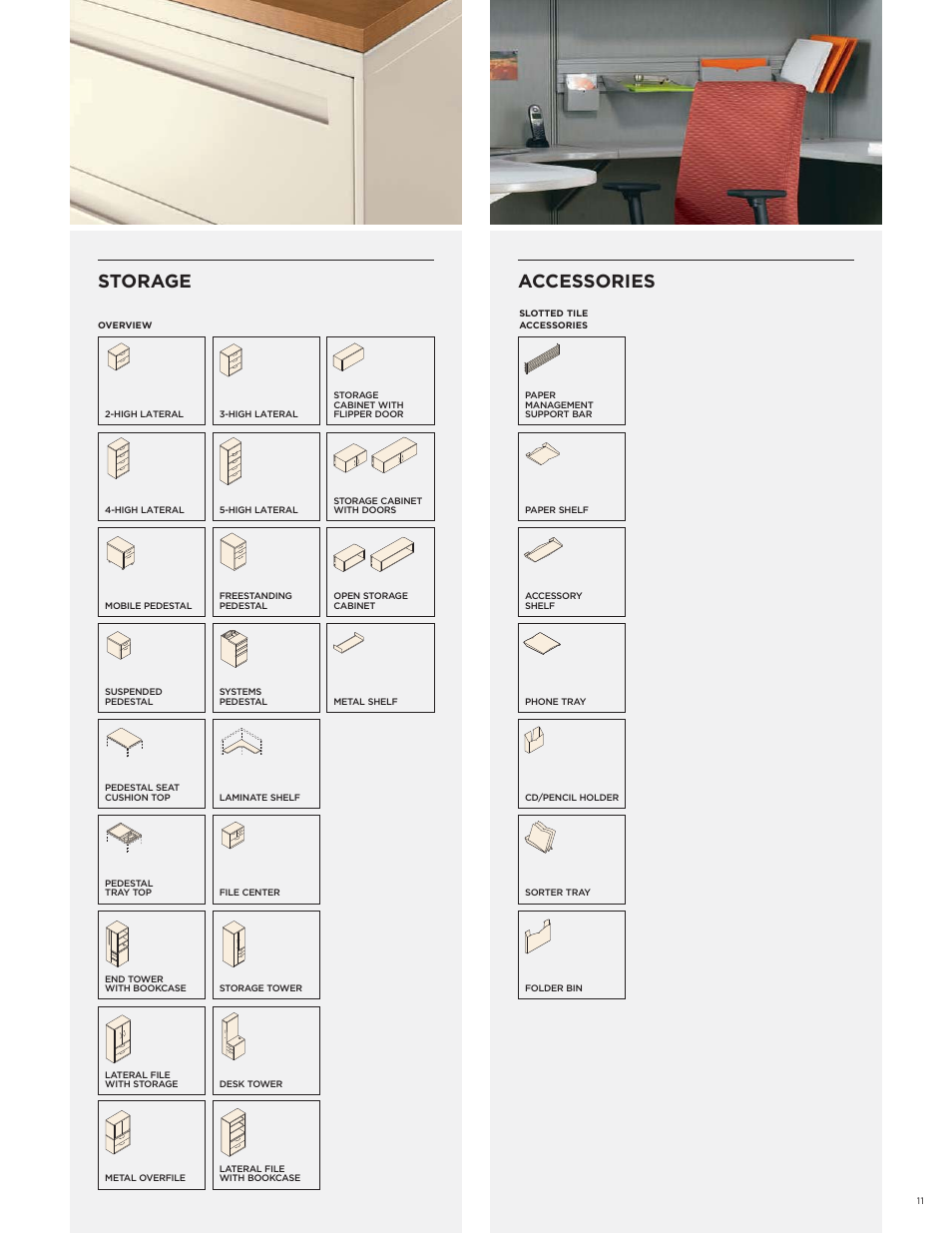 Storage, Accessories | HON Initiate User Manual | Page 11 / 12