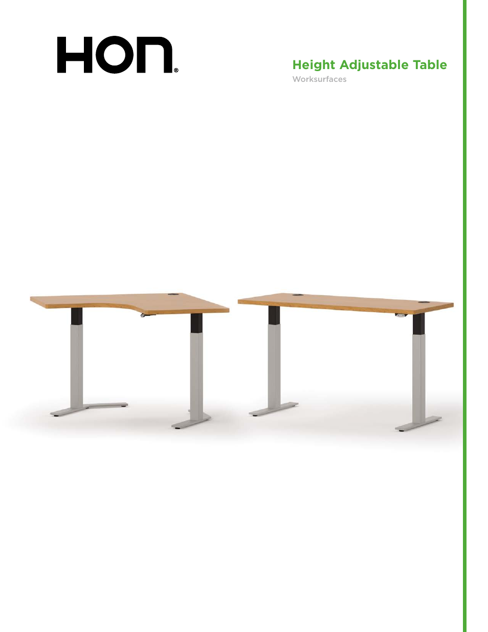 HON Height Adjustable Table User Manual | 2 pages