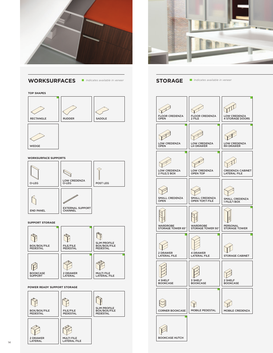 Storage worksurfaces | HON Voi User Manual | Page 14 / 16