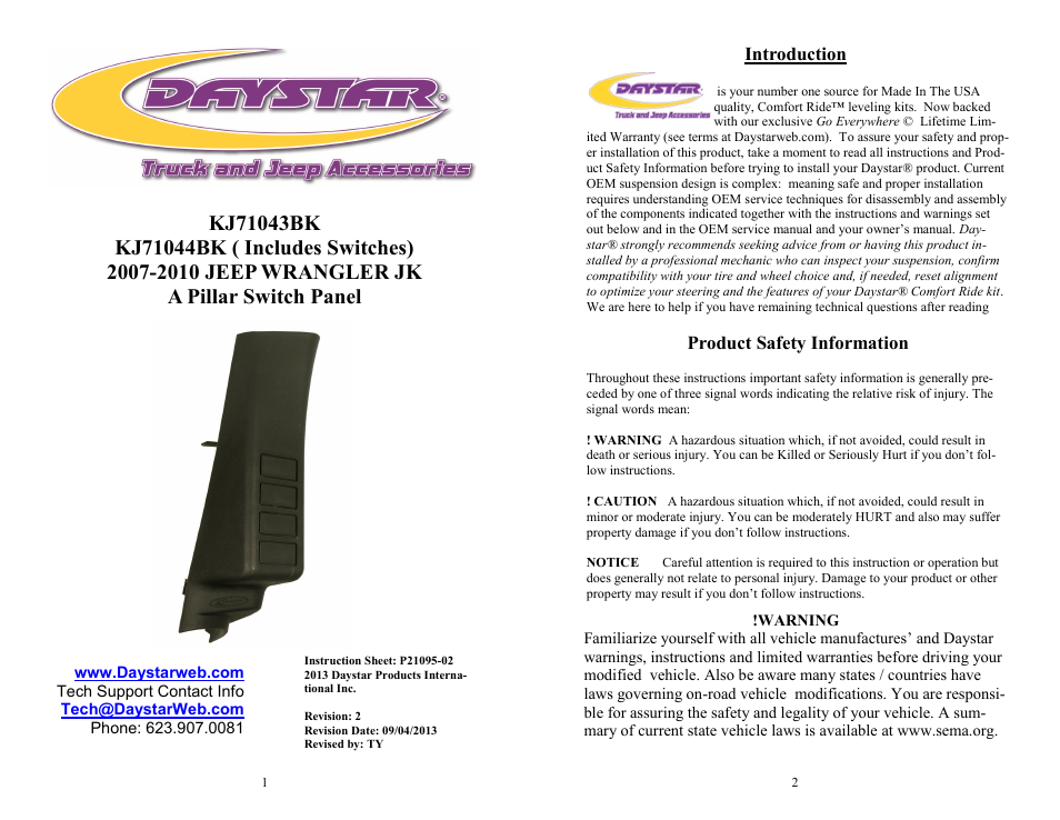 Daystar KJ71043BK User Manual | 4 pages