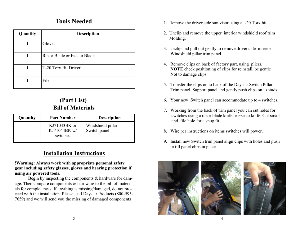 Tools needed | Daystar KJ71043BK User Manual | Page 2 / 4