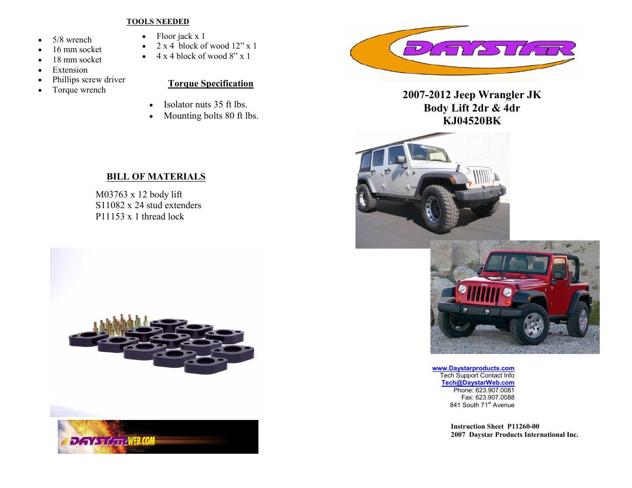 Daystar KJ09156BK-2 User Manual | 4 pages