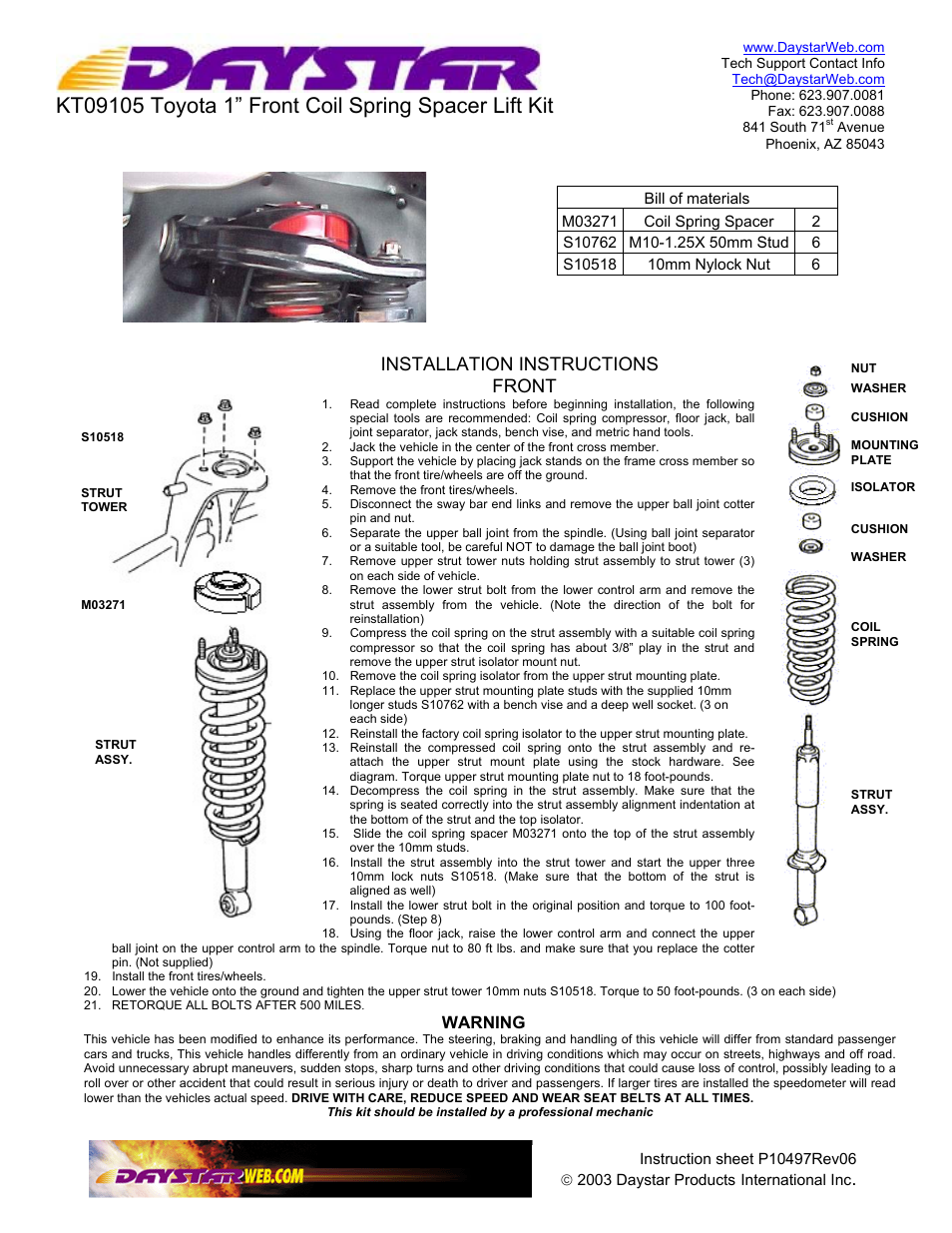 Daystar KT09105BK User Manual | 1 page