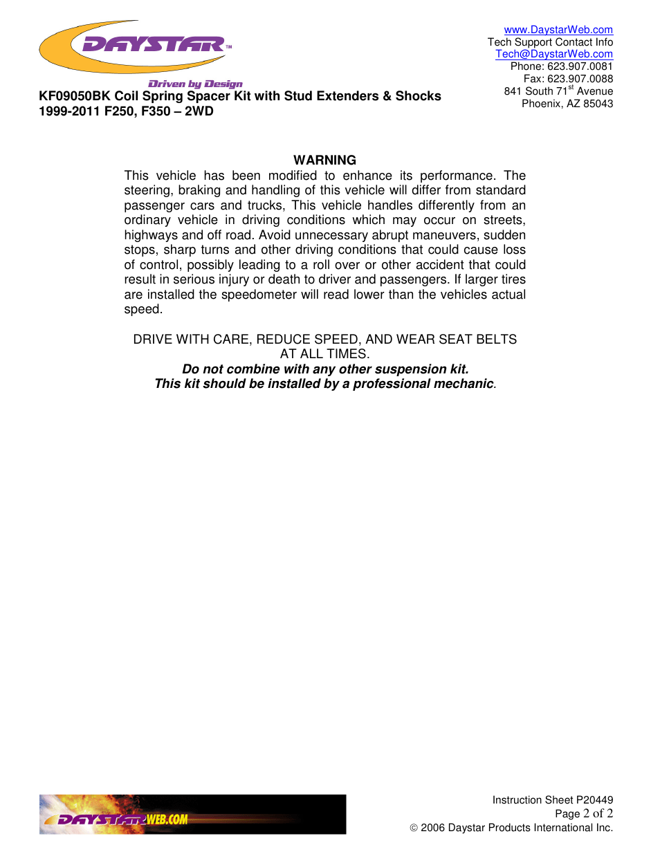 Daystar KF09050 User Manual | Page 2 / 2