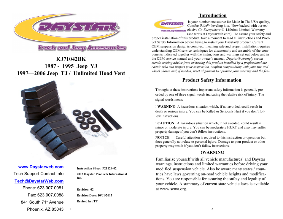 Daystar KJ71042BK User Manual | 6 pages