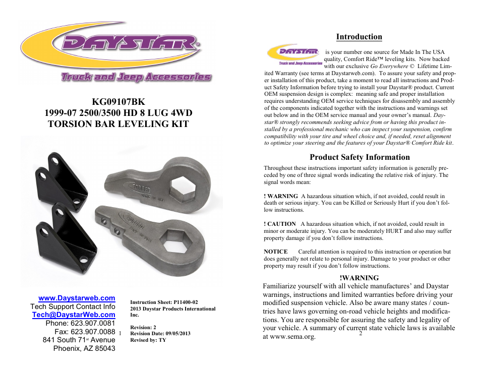 Daystar KG09107 User Manual | 6 pages