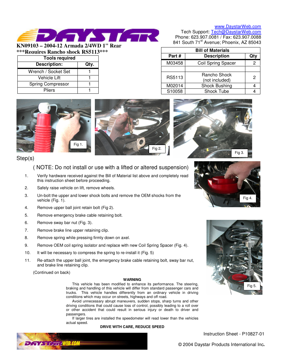 Daystar KN09102 User Manual | 2 pages