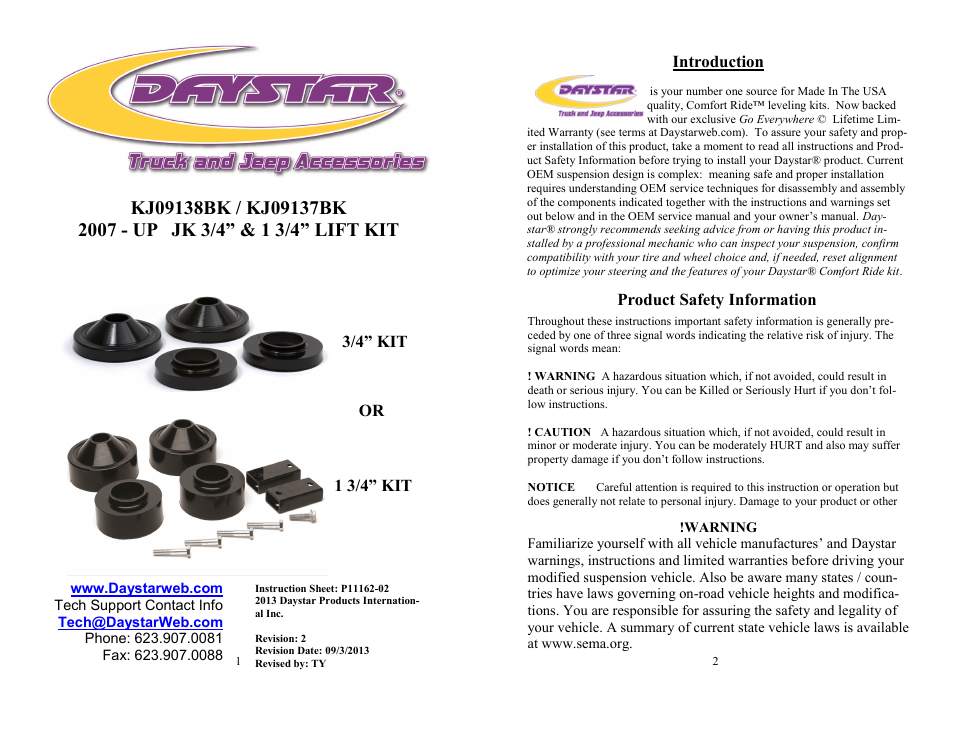 Daystar KJ09137BK User Manual | 6 pages