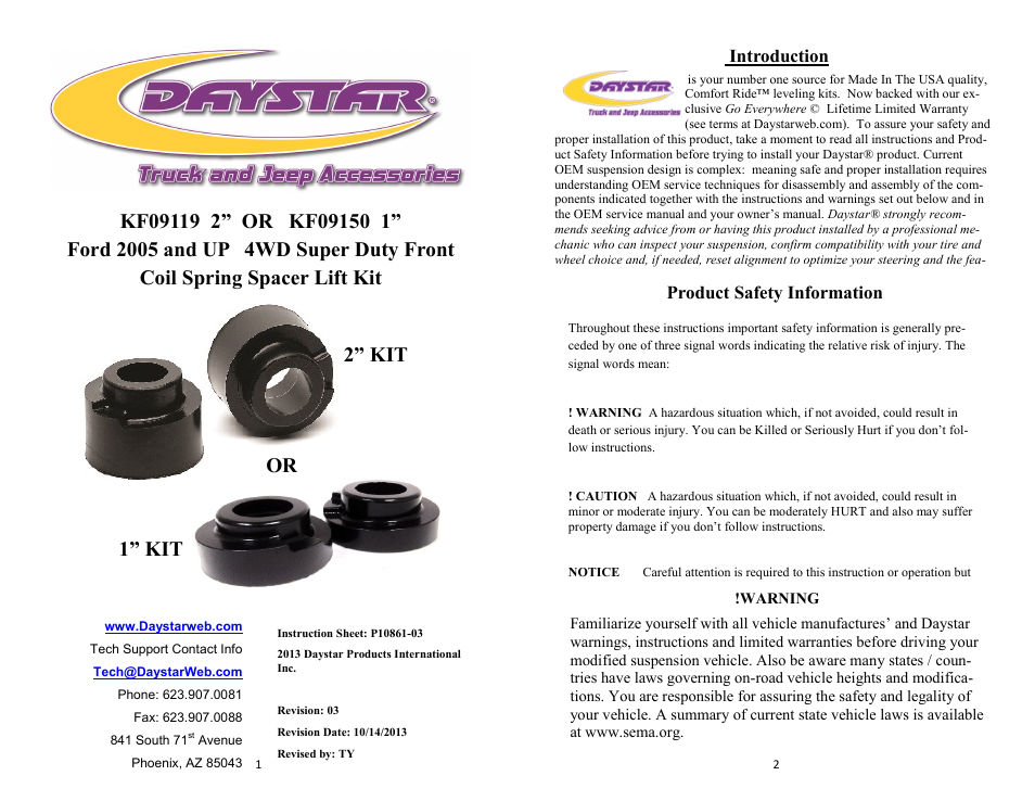 Daystar KF09119BK User Manual | 4 pages