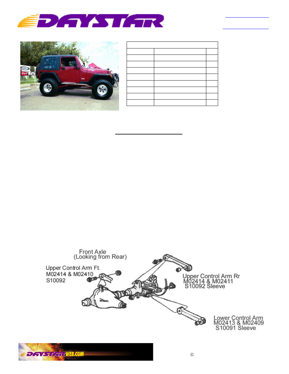 Daystar KJ03006BK User Manual | 1 page