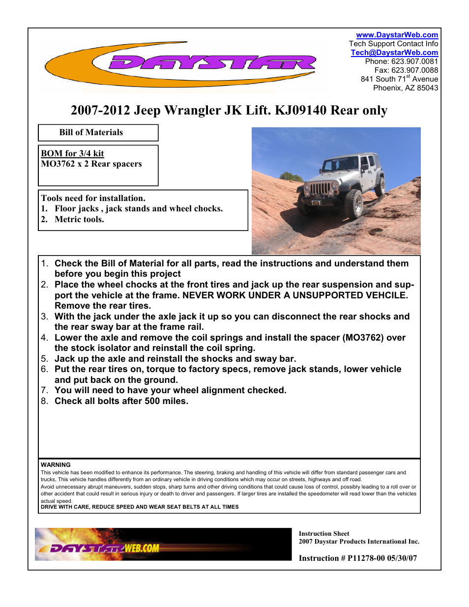 Daystar KJ09140BK User Manual | 1 page