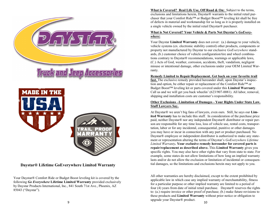 Daystar KC09100BK User Manual | Page 5 / 6