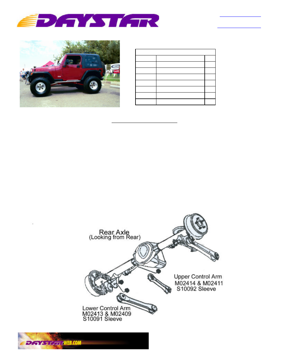 Daystar KJ03007BK User Manual | 1 page