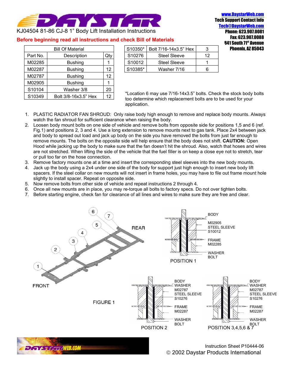 Daystar KJ04504BK User Manual | 1 page