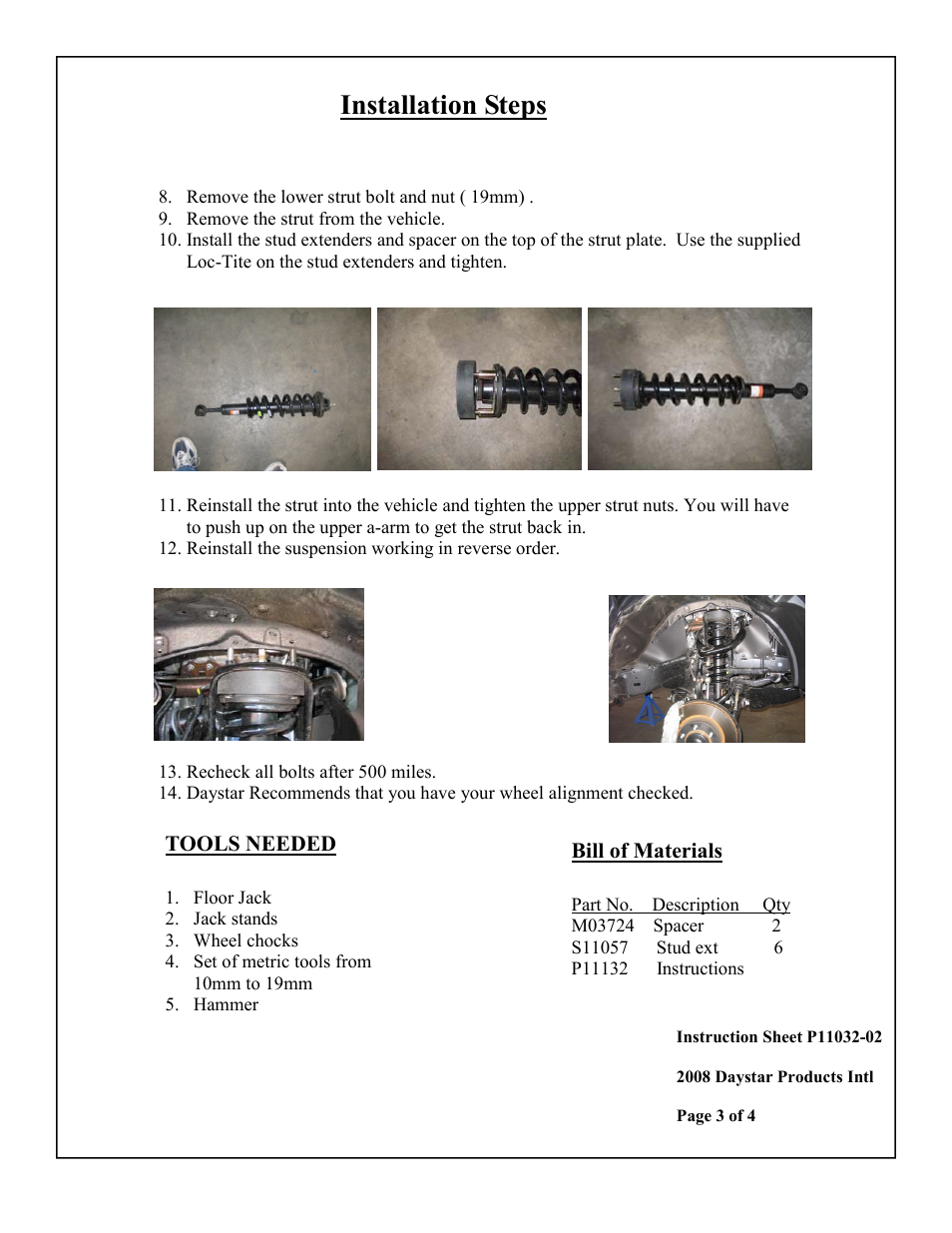 Installation steps | Daystar KT09130 User Manual | Page 3 / 4