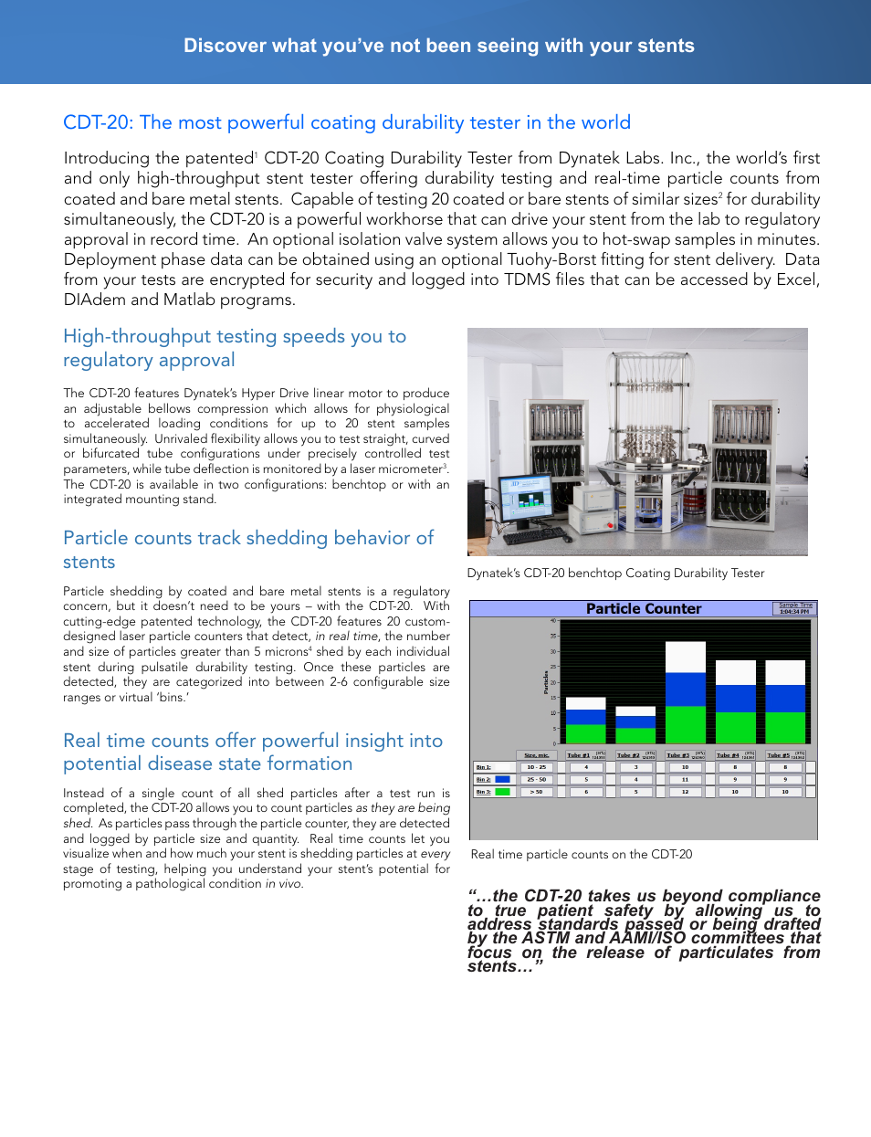 Particle counts track shedding behavior of stents | Dynatek Labs CDT-20 User Manual | Page 2 / 4