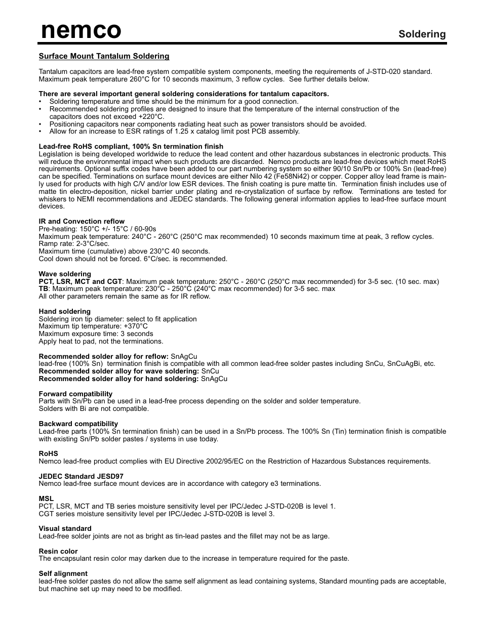 Nemco, Low profile soldering | Nemco Electronics Soldering Notes User Manual | Page 2 / 3