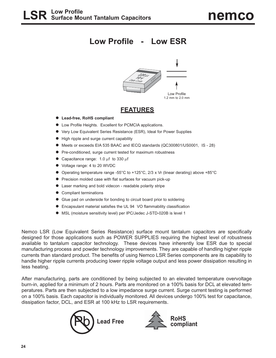 Nemco Electronics LSR Low Profile User Manual | 3 pages