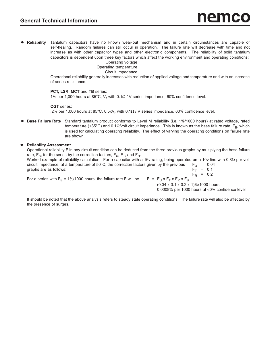 General technical information | Nemco Electronics Performance Info User Manual | Page 8 / 12