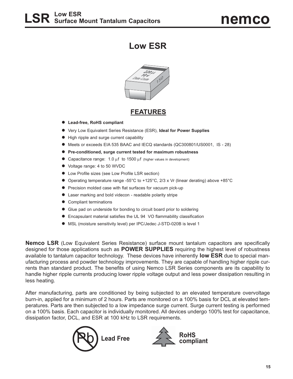 Nemco, Low esr | Nemco Electronics Full Catalog User Manual | Page 15 / 40