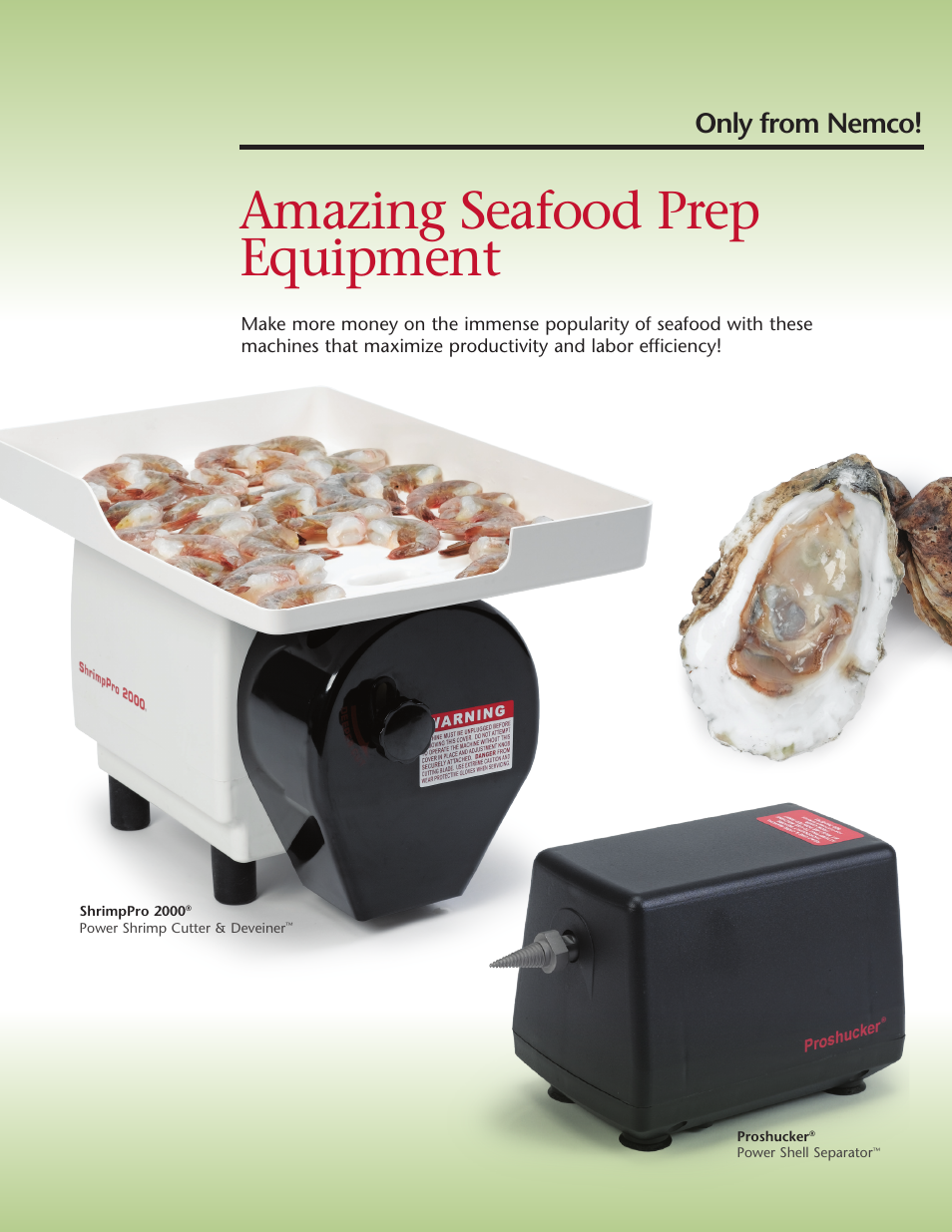 Nemco Food Equipment ProShucker Power Shell Separator - Spec Sheet User Manual | 2 pages