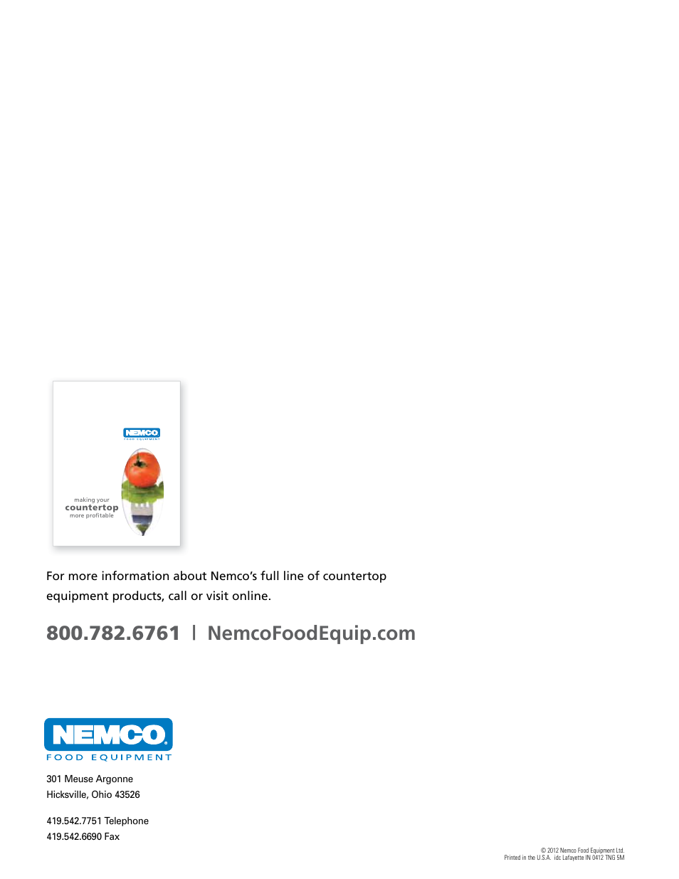 Nemco Food Equipment Condiment Dispensing Accessories User Manual | Page 4 / 4