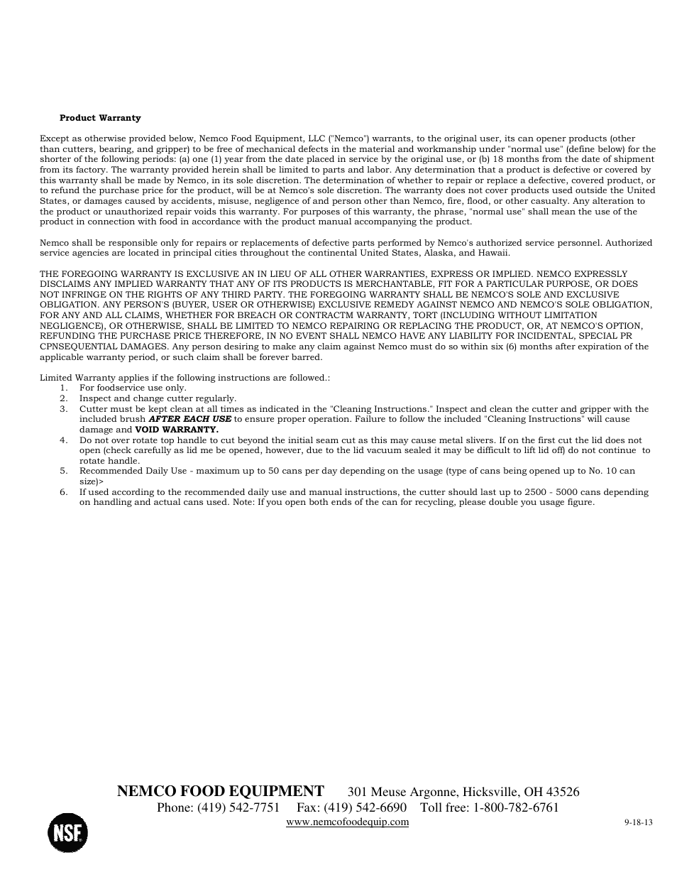 Nemco food equipment | Nemco Food Equipment CanPRO Compact Can Opener - Operations Manual User Manual | Page 3 / 5