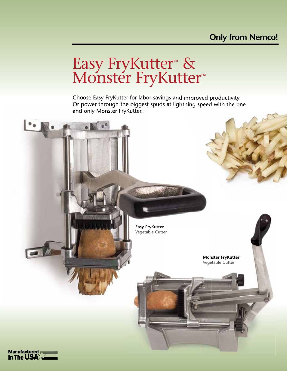 Nemco Food Equipment Monster FryKutter - Spec Sheet User Manual | 2 pages