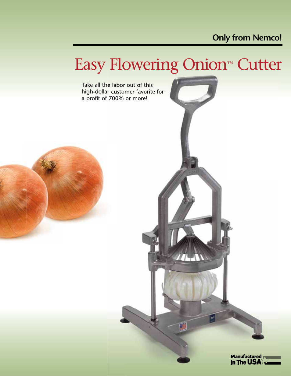 Nemco Food Equipment Easy Flowering Onion Cutter - Spec Sheet User Manual | 2 pages