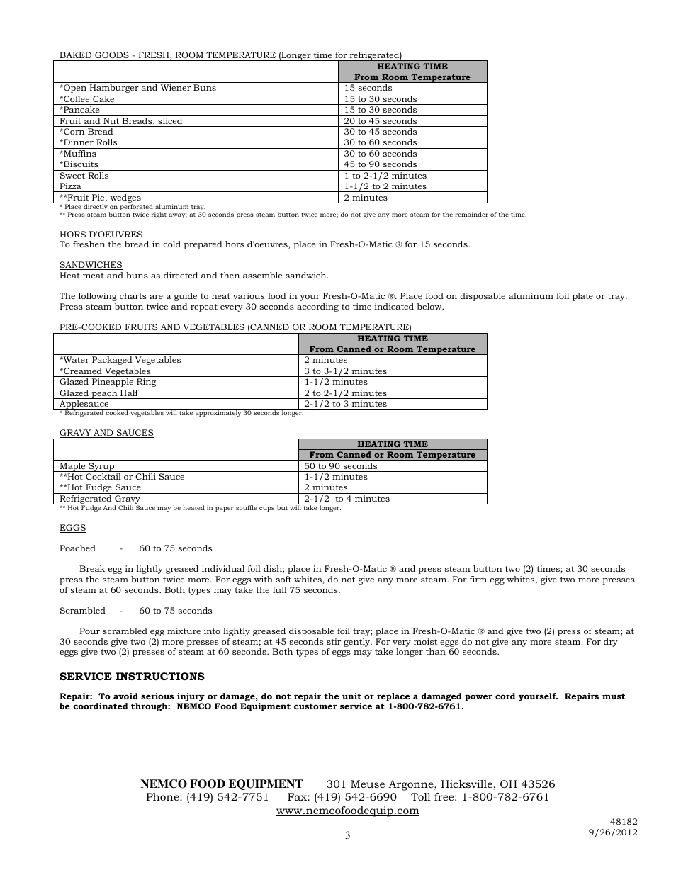 Nemco food equipment | Nemco Food Equipment Fresh-O-Matic - Operations Manual User Manual | Page 3 / 4