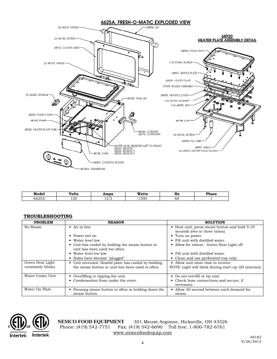 Nemco Food Equipment Fresh-O-Matic - Operations Manual User Manual | Page 4 / 4