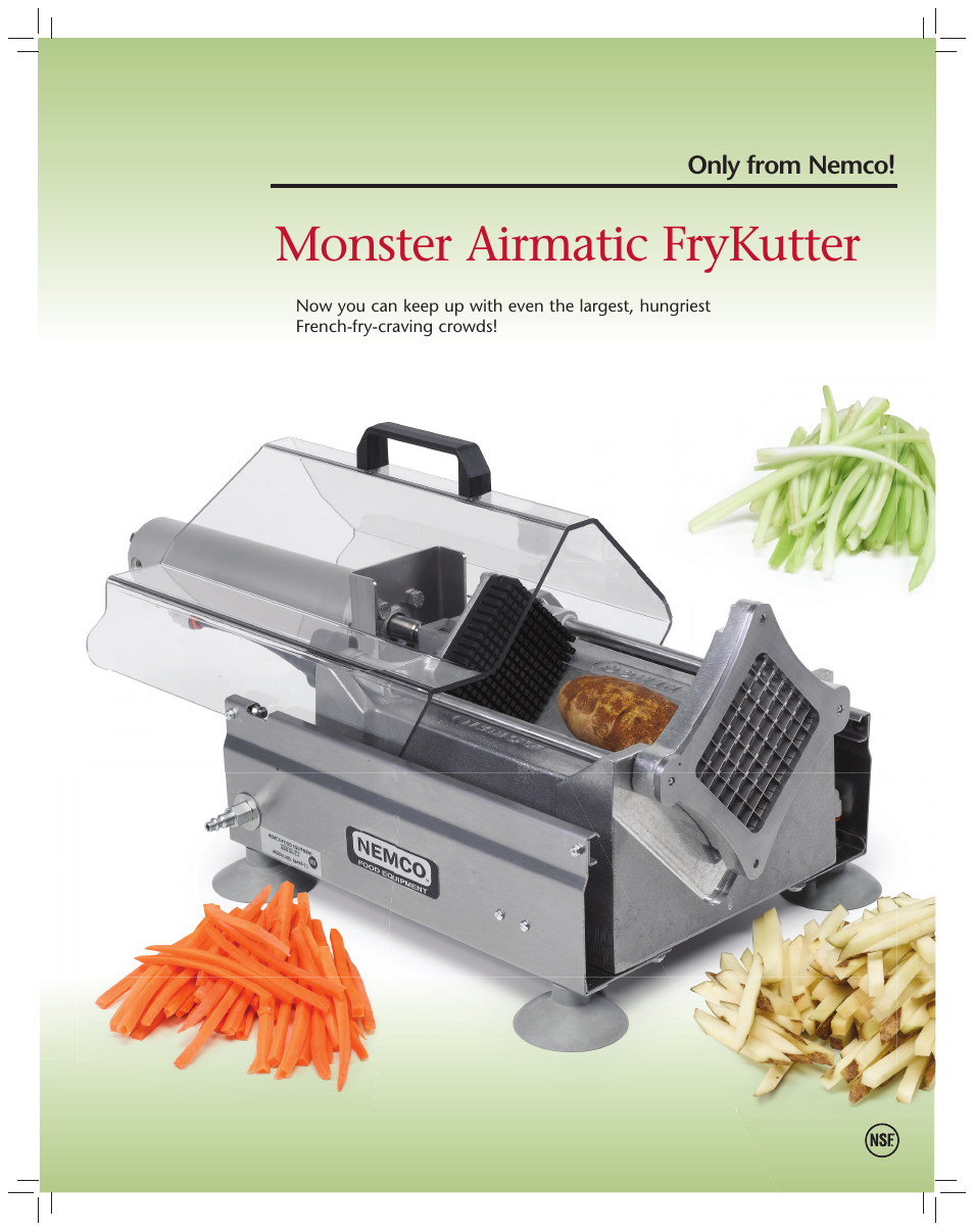 Nemco Food Equipment Monster Airmatic FryKutter - Spec Sheet User Manual | 2 pages