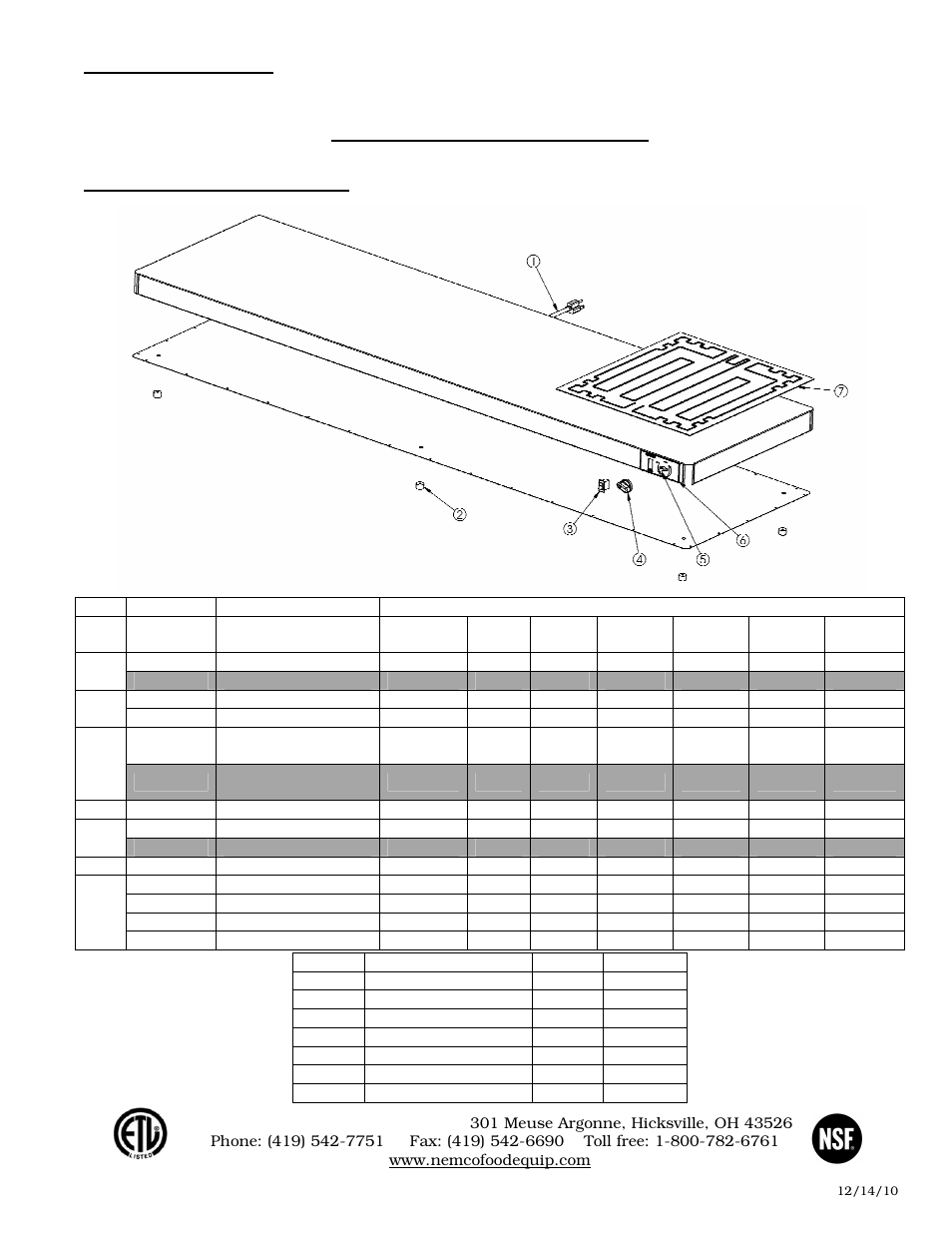 Nemco Food Equipment Heat Shelf - Operations Manual User Manual | Page 2 / 2
