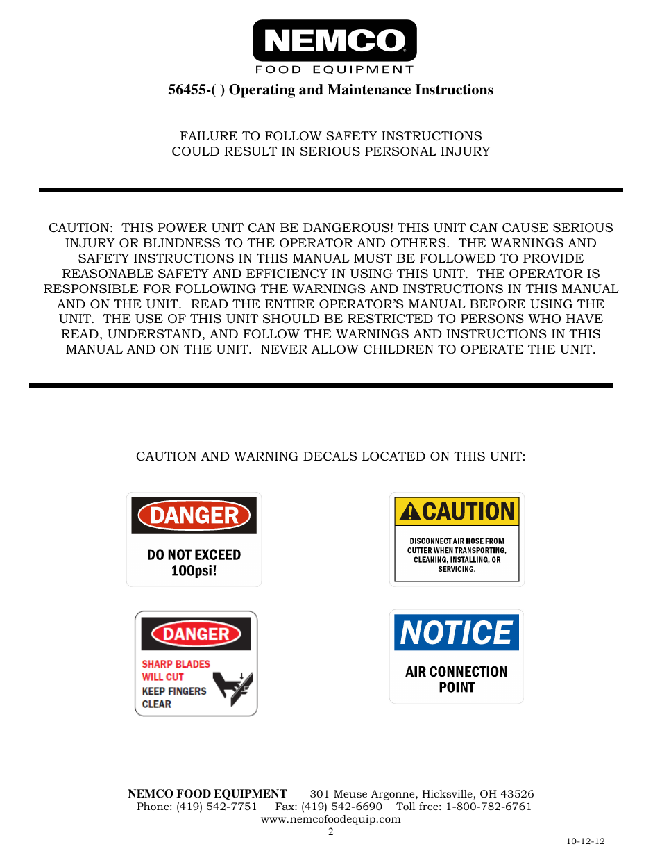 Nemco Food Equipment Monster Airmatic FryKutter - Operations Manual User Manual | Page 2 / 4
