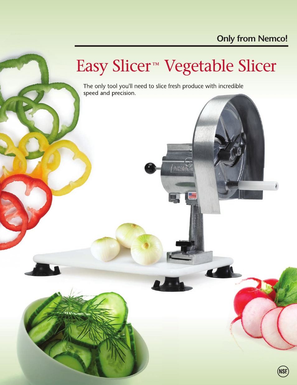 Nemco Food Equipment Easy Slicer Vegetable Slicer - Spec Sheet User Manual | 2 pages