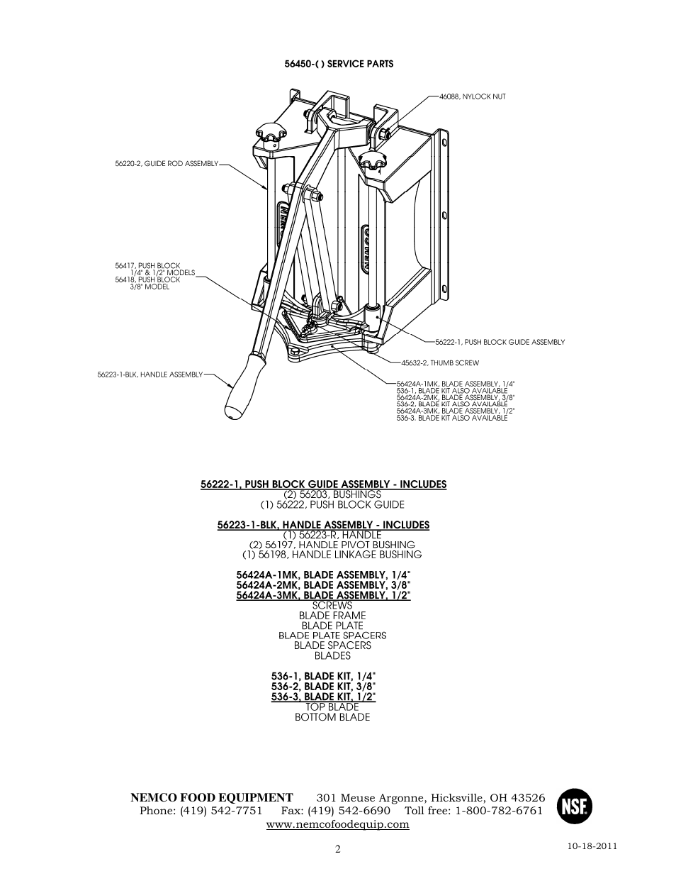 Nemco Food Equipment Monster FryKutter - Operations Manual User Manual | Page 2 / 2