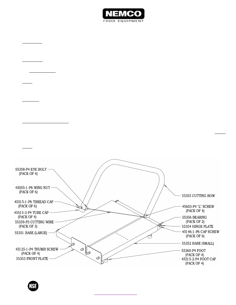 Nemco Food Equipment Easy Cheese Blocker - Operations Manual User Manual | 1 page