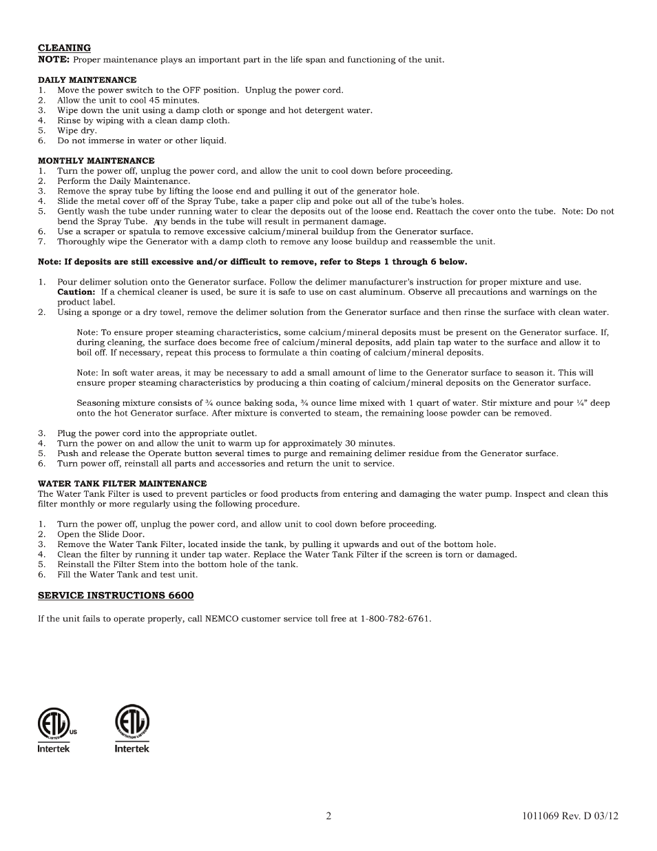 Nemco Food Equipment Super Shot - Operations Manual User Manual | Page 2 / 5