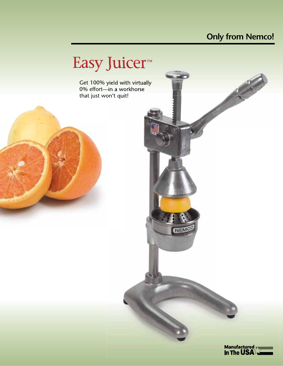 Nemco Food Equipment Easy Juicer - Spec Sheet User Manual | 2 pages