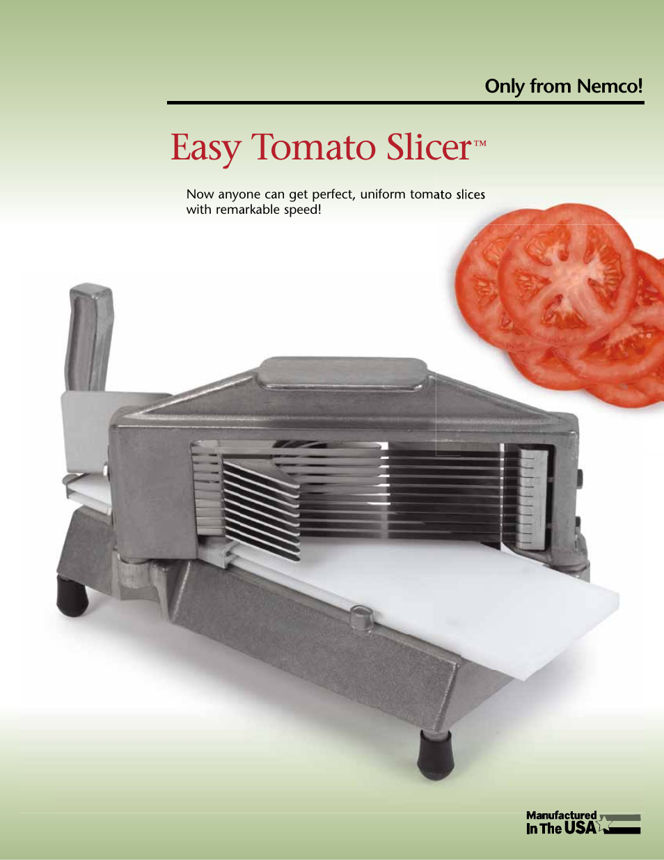 Nemco Food Equipment Easy Tomato Slicer - Spec Sheet User Manual | 2 pages