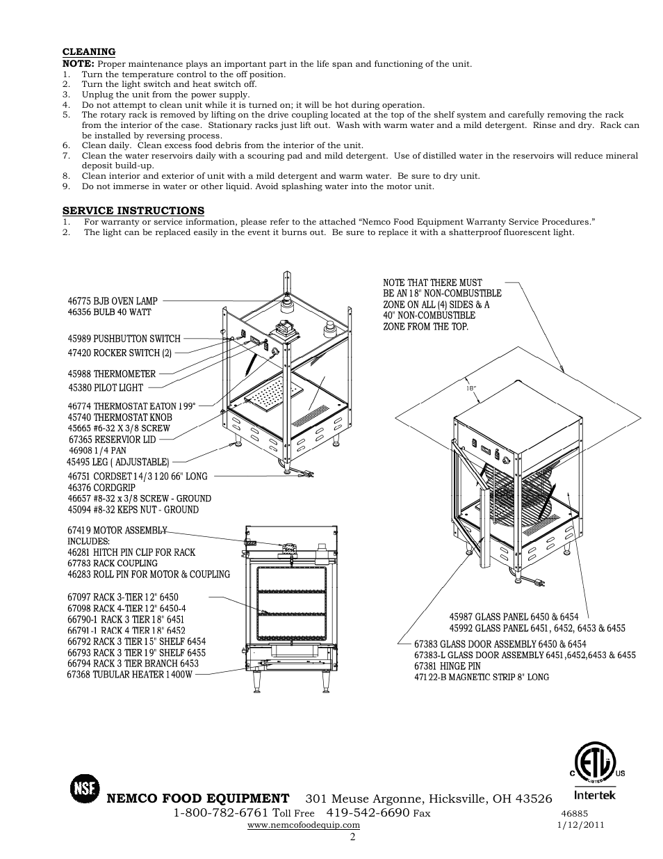 Nemco food equipment | Nemco Food Equipment Pizza & Hot Food Merchandisers - Operations Manual User Manual | Page 2 / 2