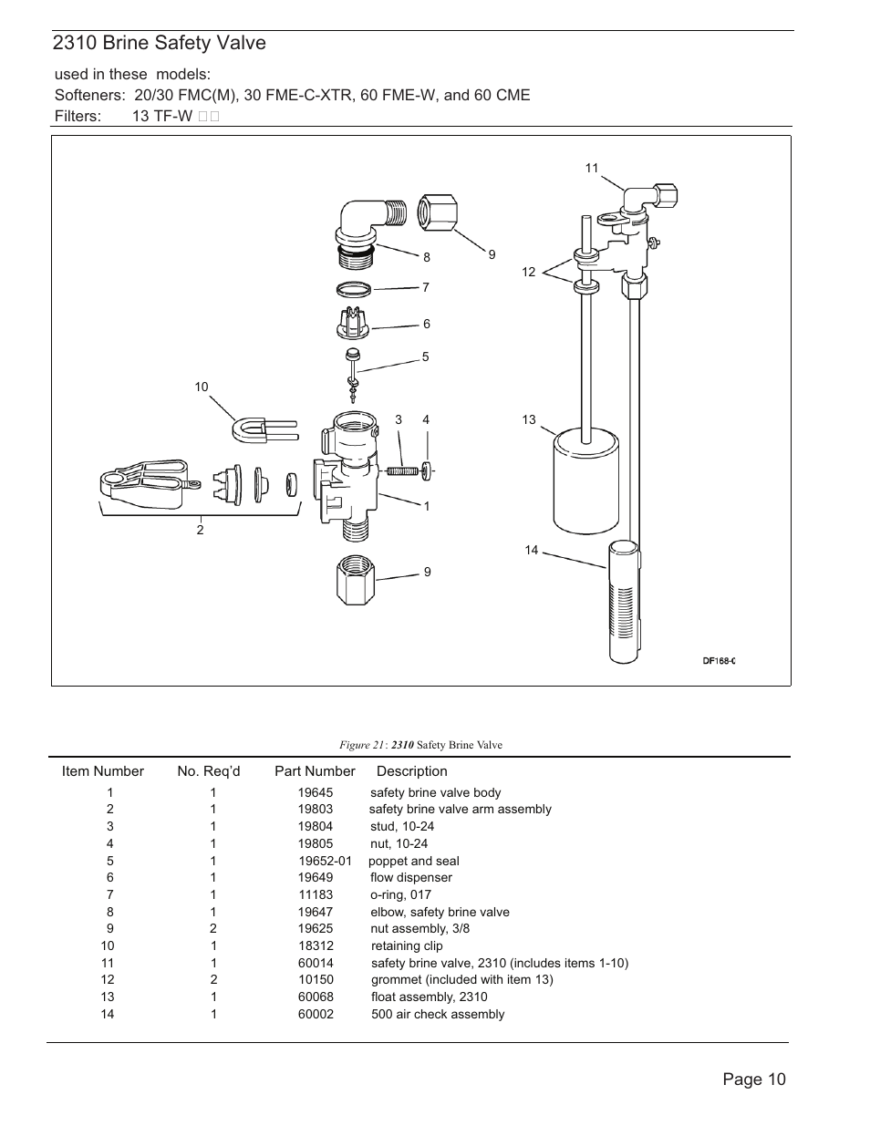 2310 brine safety valve, Page 10 | Peerless Water 30 FME-XTR Series - Service-Owners Manual User Manual | Page 11 / 14