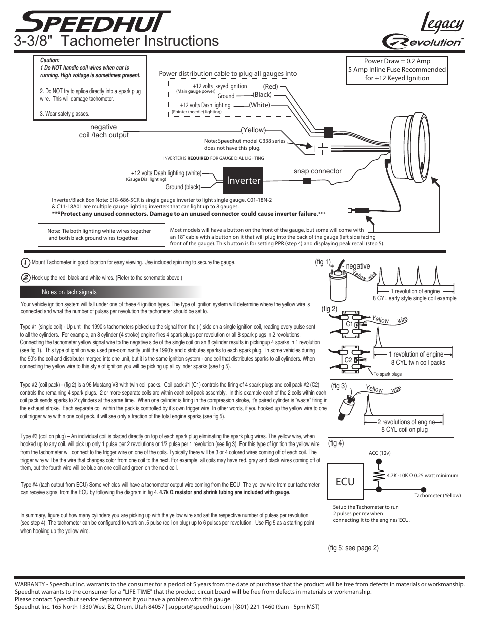 Speedhut 3-3_8 inch Tachometer User Manual | 3 pages