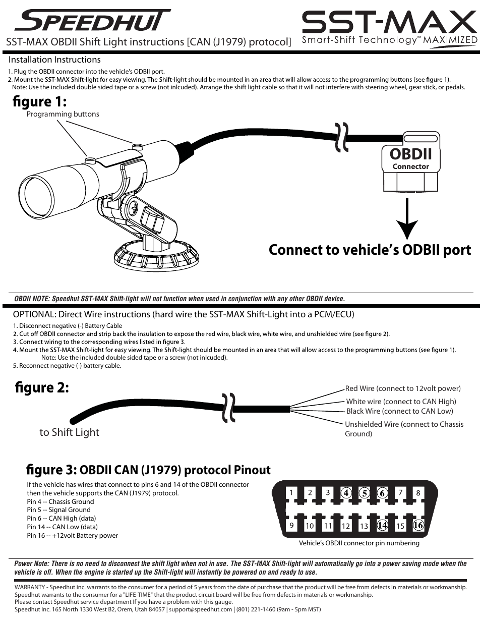 Speedhut SST-MAX OBDII Shift-Light (CAN Protocol) User Manual | 3 pages