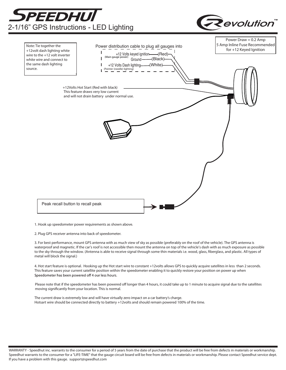 Speedhut 2-1_16” GPS - LED Lighting User Manual | 2 pages