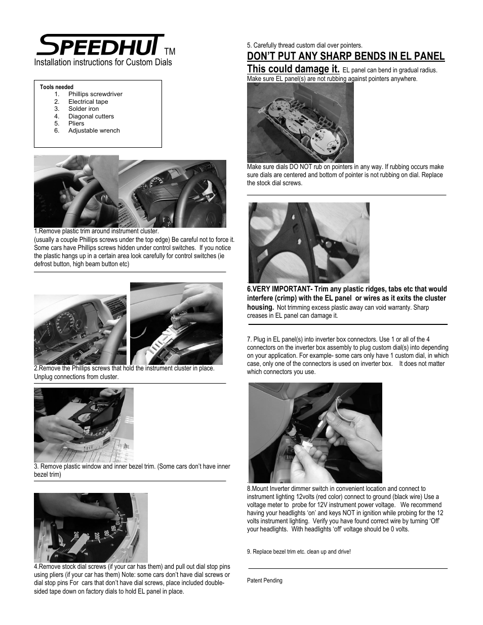 Speedhut EL Gauge Dial User Manual | 1 page